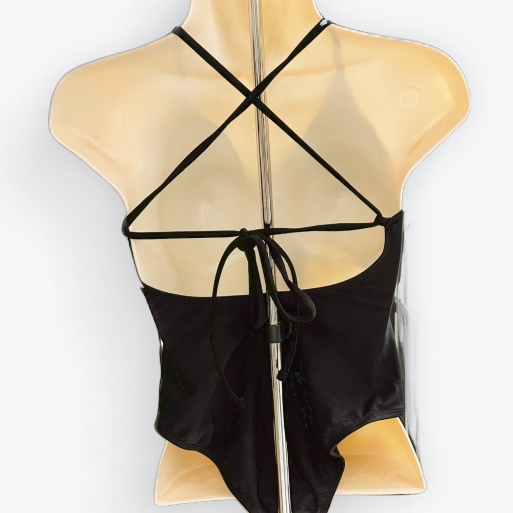 Xhiliration One Piece High-Cut Legs Cut-Out Swimsuit with Multicolor Trim ~ S - Picture 5 of 13